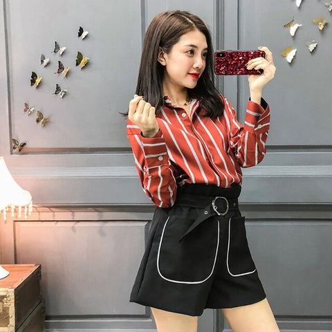 Women Striped Blouse Shirt Long Sleeve Blouse turn down collar Casual Tops Blouse et Chemisier Femme Blusas Mujer de Moda 2019