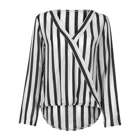 Women Striped Blouse Shirt Long Sleeve Blouse V-neck Shirts Casual Tops Blouse et Chemisier Femme Blusas Mujer de Moda