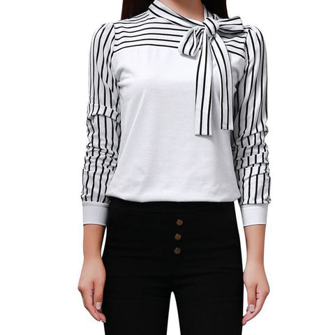 Women Striped Blouse Shirt Long Sleeve Blouse V-neck Lace Shirts Casual Tops Blouse et Chemisier Femme Blusas Mujer de Moda 2019