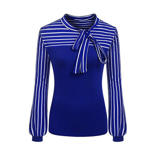 Women Striped Blouse Shirt Long Sleeve Blouse V-neck Lace Shirts Casual Tops Blouse et Chemisier Femme Blusas Mujer de Moda 2019