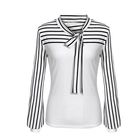 Women Striped Blouse Shirt Long Sleeve Blouse V-neck Lace Shirts Casual Tops Blouse et Chemisier Femme Blusas Mujer de Moda 2019