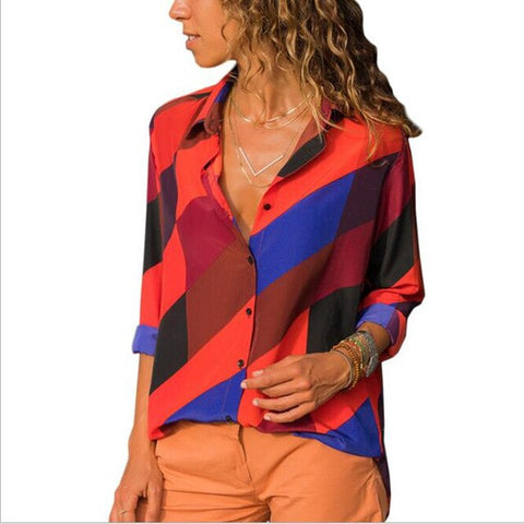 Women Striped Blouses Long Sleeve Chiffon Blouse Turn Down Collar Lady Office Shirt Casual Tops Blusas Blouse et Chemisier Femme