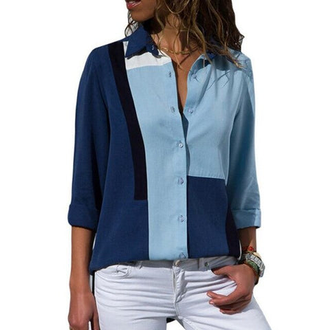 Women Striped Blouses Long Sleeve Chiffon Blouse Turn Down Collar Lady Office Shirt Casual Tops Blusas Blouse et Chemisier Femme