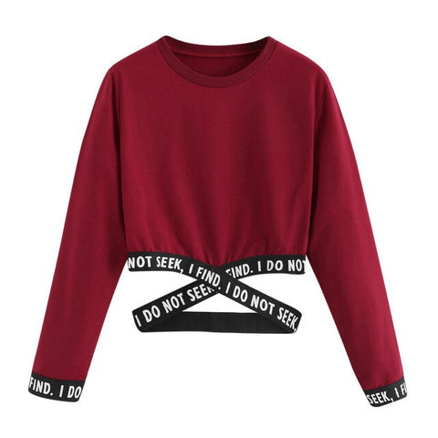 Blouses For Women Letters Printing Long Sleeve Sweatshirt Short Pullover Tops Blouse women tops blouse et chemisier femme